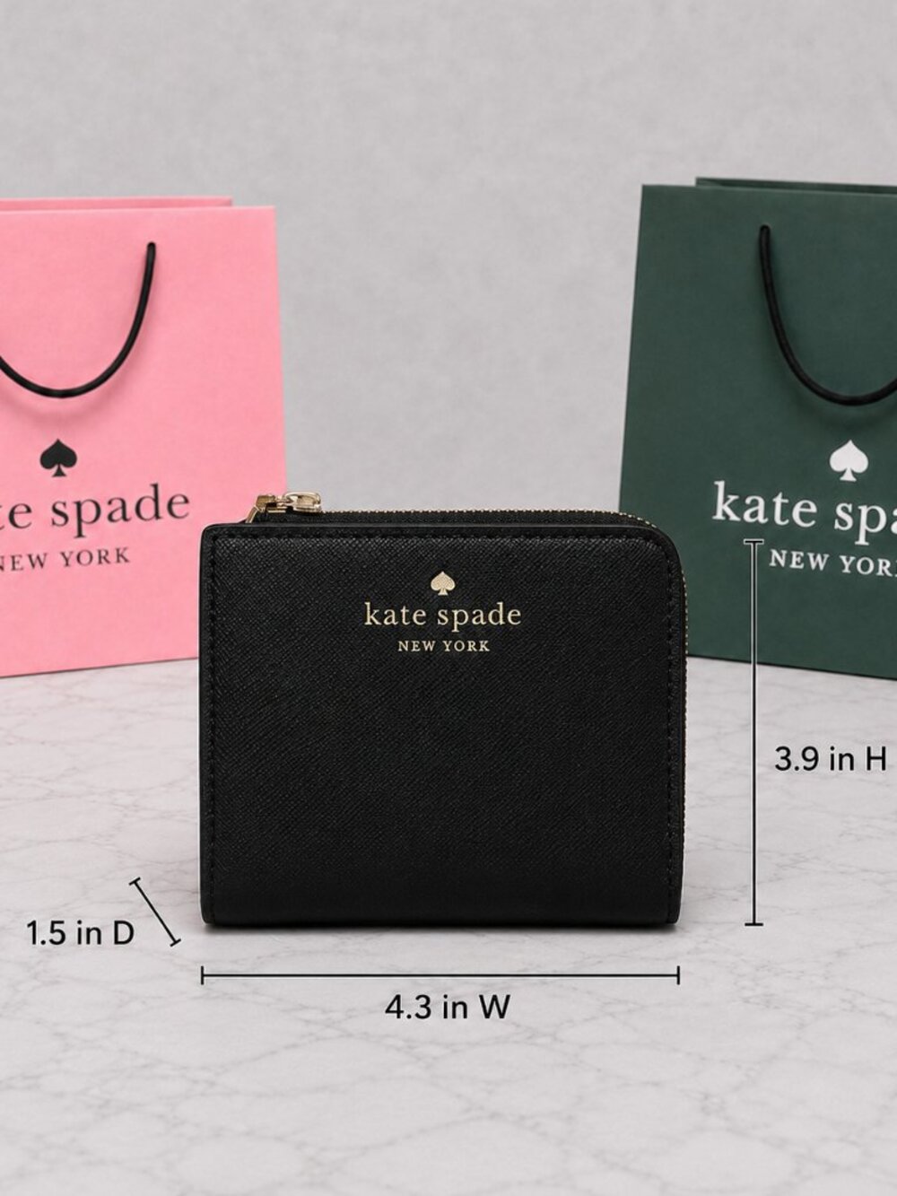 NWT Kate Spade Schuyler Small L-Zip Bifold Wallet Black